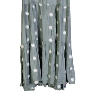 Blu Pepper Womens Babydoll Polka Dot Tiered Dress Size L Sage Green Cottagecore thumbnail 4