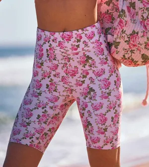 LOVESHACKFANCY X BANDIER Biker Shorts in Peony Garden Size Small thumbnail 1