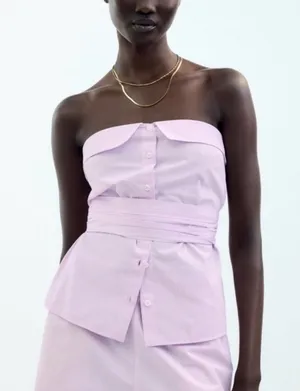Strapless Striped ZARA Top thumbnail 3