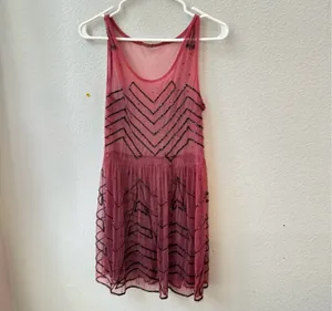 Free people sheer dress and black tight slip underneath thumbnail 2