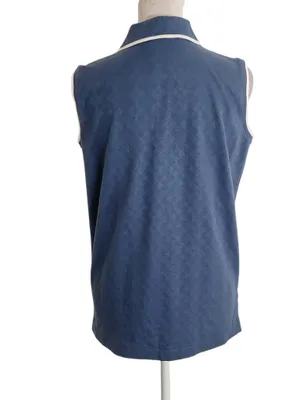 Outer Banks Slate Blue Tonal Argyle Sleeveless Polo with White Trim Size Medium thumbnail 2