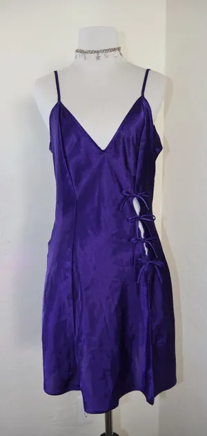Vintage Fredericks of Hollywood Liquid Satin Lingerie Slip Small Deep Purple thumbnail 1