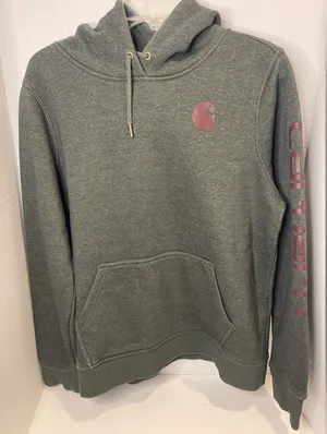 Carhartt Green Hoodie with Brown Logo thumbnail 1
