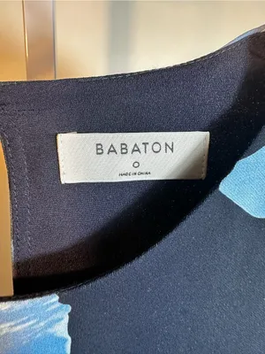 P375. Babaton by Aritzia Long Sleeve Navy Dress with Blue Floral Print thumbnail 2