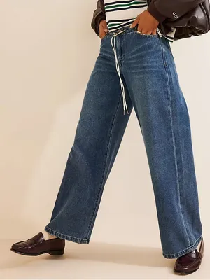 Anthropologie- Habitual Jade Drawstring Wide-Leg Jeans - Size 30/10 thumbnail 1