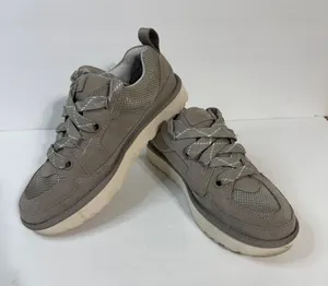 UGG Women's Gray and Cream Platform Lace-Up Sneakers thumbnail 1