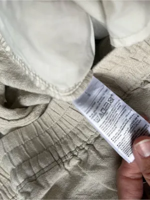 Old Navy Relaxed Linen Beach Pants Lounge Pants High Rise Straight Leg Beige Tan thumbnail 7