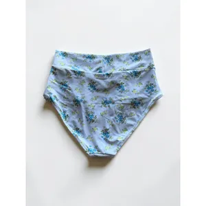 Aerie Real Good High Waisted Crossover Bikini Bottoms‎ Blue Floral M NWT thumbnail 2