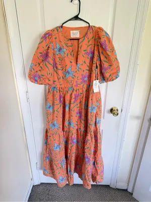 Tuckernuck Hyacinth House NEW Orange Multi Floral Cisco Maxi Dress thumbnail 5