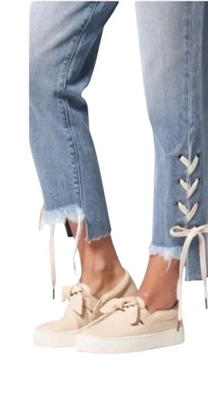 Hidden Tracey Lace-Up Hem Sides Ankle Crop Blue Jeans 29 thumbnail 1