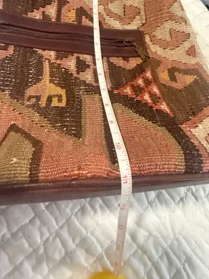 Vintage American Angel Tapestry Tote Bag Leather Trim Boho Southwest thumbnail 3