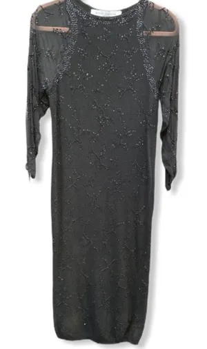 Vintage Nancy Johnson Lambswool Beaded Dress Black Size XS thumbnail 1