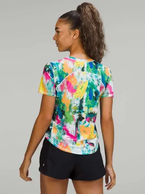 Lululemon High-Neck Running and Training T-Shirt in No Limits White Multi Medium thumbnail 2