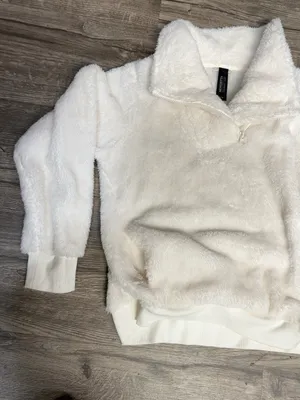 Mondetta Women’s Ivory Plush Sherpa Quarter Zip Pullover Sweater Size M thumbnail 6
