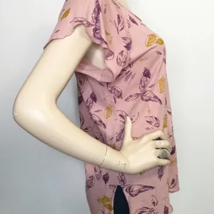 T La Anthropologie Sylvan Flutter Sleeve Tee Shirt Top Pink Floral Size Small thumbnail 5