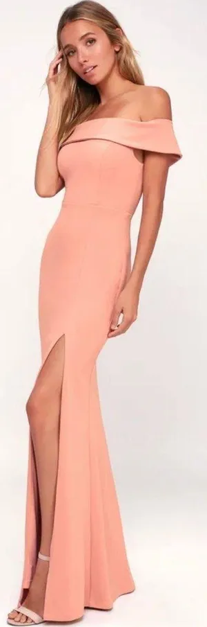 Lulus New Mauve Pink Off-the-Shoulder Maxi Dress thumbnail 3