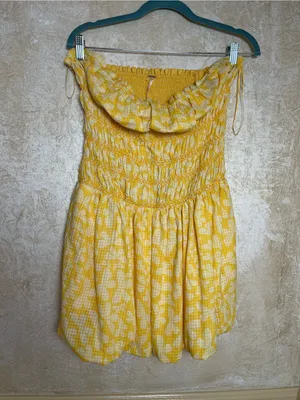 Free People Annalise Mini Smocked Bubble Dress Floral Beach Ball Combo New Sz XL thumbnail 4