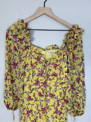 For Love & Lemons Viral Beaumont Silk Floral Mini Dress size Medium $298 thumbnail 9