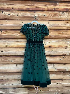 NWT MAC DUGGAL Green Embellished Butterfly Sleeve Velvet Hem Midi Dress Size 2 thumbnail 10
