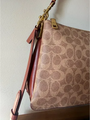 Coach Double Zip Shoulder Signature  Canvas Handbag  thumbnail 15