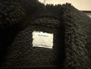 Old Navy Jacket Women’s Small Petite Black Cozy Y2K Trucker Sherpa Lined Denim thumbnail 9