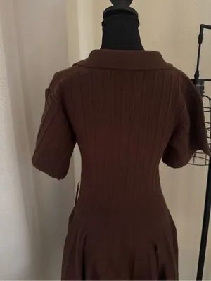 Anthropologie Brown Ribbed Knit A-Line Mini Sweater Dress NWT Small thumbnail 7