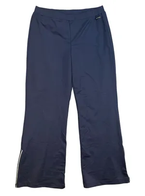 Athleta Womens Navy Blue Wide Leg Athletic Pants Size L‎ Zip Ankle Cuffs Stripe thumbnail 1