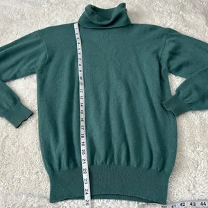 Women's Cashmere Sweater Teal Pullover Turtleneck M Preppy Country Club Designer thumbnail 4