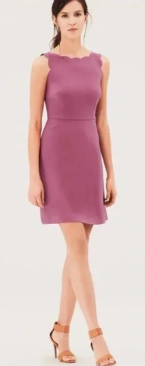 Ann Taylor Loft Pink Scalloped Dress 0P thumbnail 1