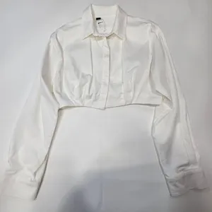 OW Collection Bella Crop Shirt in White Size M thumbnail 3