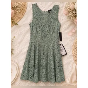 NWT Sage Green Lace‎ Fit Flare Dress Size 7 Boho Coquette Homecoming City Studio thumbnail 2