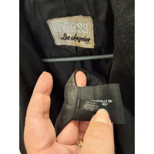 Guess Black Double Breasted Peacoat Wide Shawl Collar Fitted Wool Blend S 2000s thumbnail 8