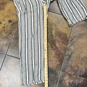 Old Navy High-Waisted Striped Linen-Blend Wide-Leg Pants Small thumbnail 5