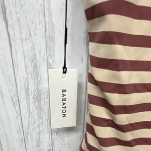 Babaton Beige/Brown Striped V-Neck Sleeveless Bodysuit One Piece Size S thumbnail 2