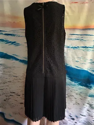 Loft Women’s Black Lace & Pleated Hem Sleeveless Dress SZ 6 NWT thumbnail 2