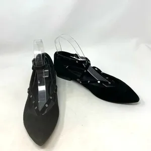 Rebecca Minkoff Faye Black Suede Studded‎ Pointed Toe Flats Size US 7.5 thumbnail 4