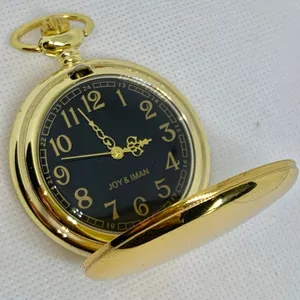 JOY & IMAN Pocket Watch Quartz analog Gold Tone black dial size 46mm running thumbnail 1