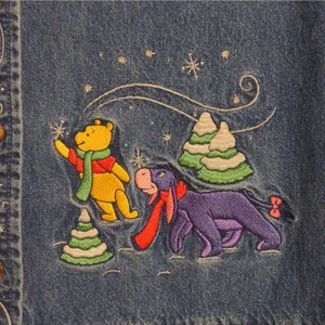 Disney Womens Shirt Dress Blue Denim Long Sleeve Embroidered Winnie The Pooh M thumbnail 5