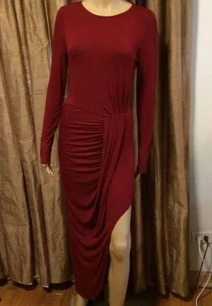 CQ by CQ High/Low Burgundy Goddess Draped Dress thumbnail 1