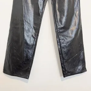 Good American Pants Size 26 Black Faux Leather High Rise Straight Corpcore Sleek thumbnail 3
