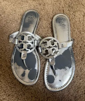 Tory Burch Silver Metallic Flats thumbnail 1