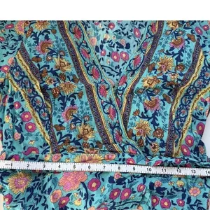 ZESICA Womens Teal Floral Wrap Dress Short Sleeve Boho‎ V-Neck Mini Dress S thumbnail 10