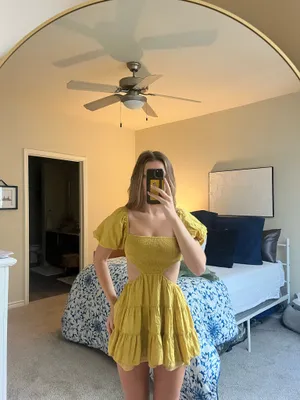 Yellow sky to moon mini dress thumbnail 2