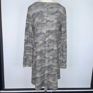 RAE MODE Green Camo Super Soft Long Sleeve V-Neck Swing Dress Small NWT thumbnail 6