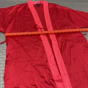 Victoria’s Secret Red Satin Kimono Robe XS/S Pink Trim (No Belt) thumbnail 6