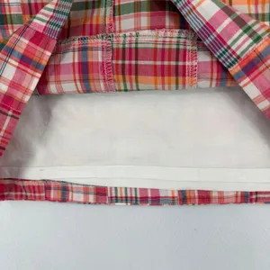 Talbots Patchwork Cotton Madras Plaid Mini Skirt Pink Green Colorful Size 8 thumbnail 3