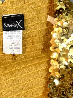 Formula X Vintage Y2K Gold Sequence Elastic Tube Top Sz S thumbnail 2