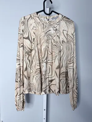TART Collections Maya Top Cream Tan Marble Moire Print Blouse NWT M thumbnail 2