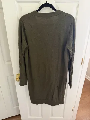 Pendleton Dark Green 100% Merino Wool Long Cardigan Sweater Size Large HOLES thumbnail 10