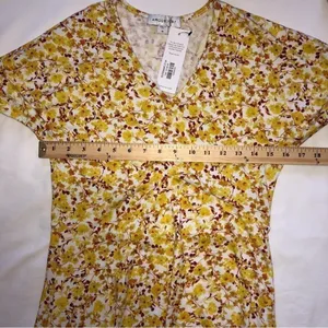 Wedding Guest Dress Size M Organic Cotton Amour Vert Yellow Floral Midi Cottage thumbnail 11
